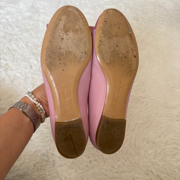 Salvatore Ferragamo Pink Saffiano Ballerinas Varina Flats Bicolor - Picture 12 of 14